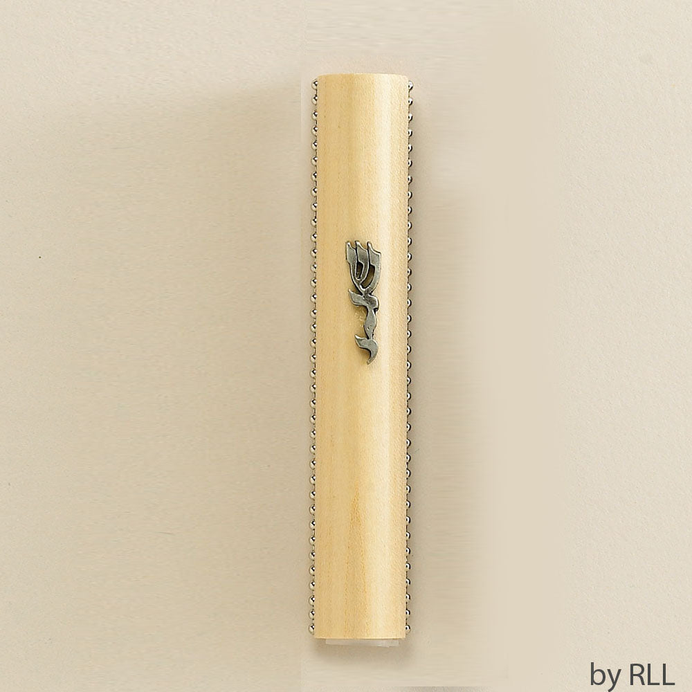 Maple Wood Mezuzah with Beading