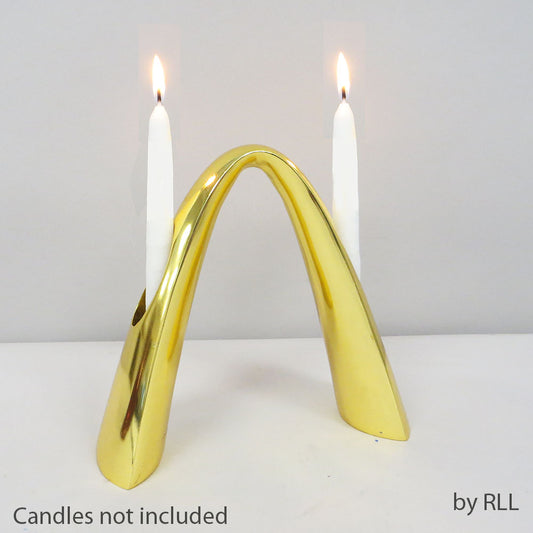 Contemporary Gold Arch Shabbat Candleholder