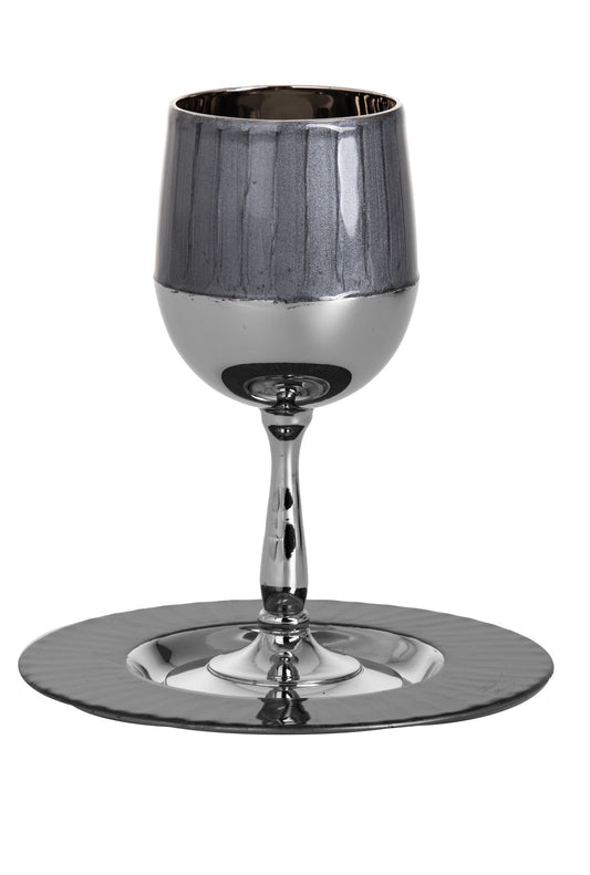 Contemporary 2 Toned Kiddush Cup With Saucer