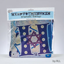 Load image into Gallery viewer, Happy Chanukah Blue/SilverPrismatic Banner
