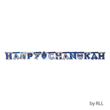 Load image into Gallery viewer, Happy Chanukah Blue/SilverPrismatic Banner
