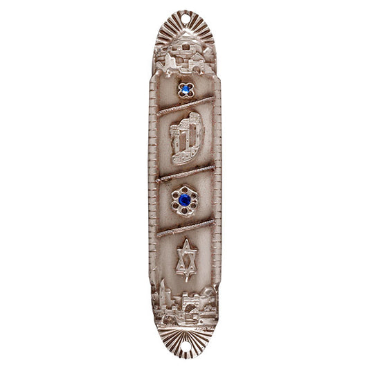 Silver Mezuzah with Crystals